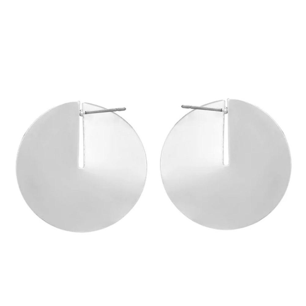 ⚜️[𝟯/$𝟭𝟴]⚜️Big Silver Round Cut Earrings NEW - Picture 6 of 14